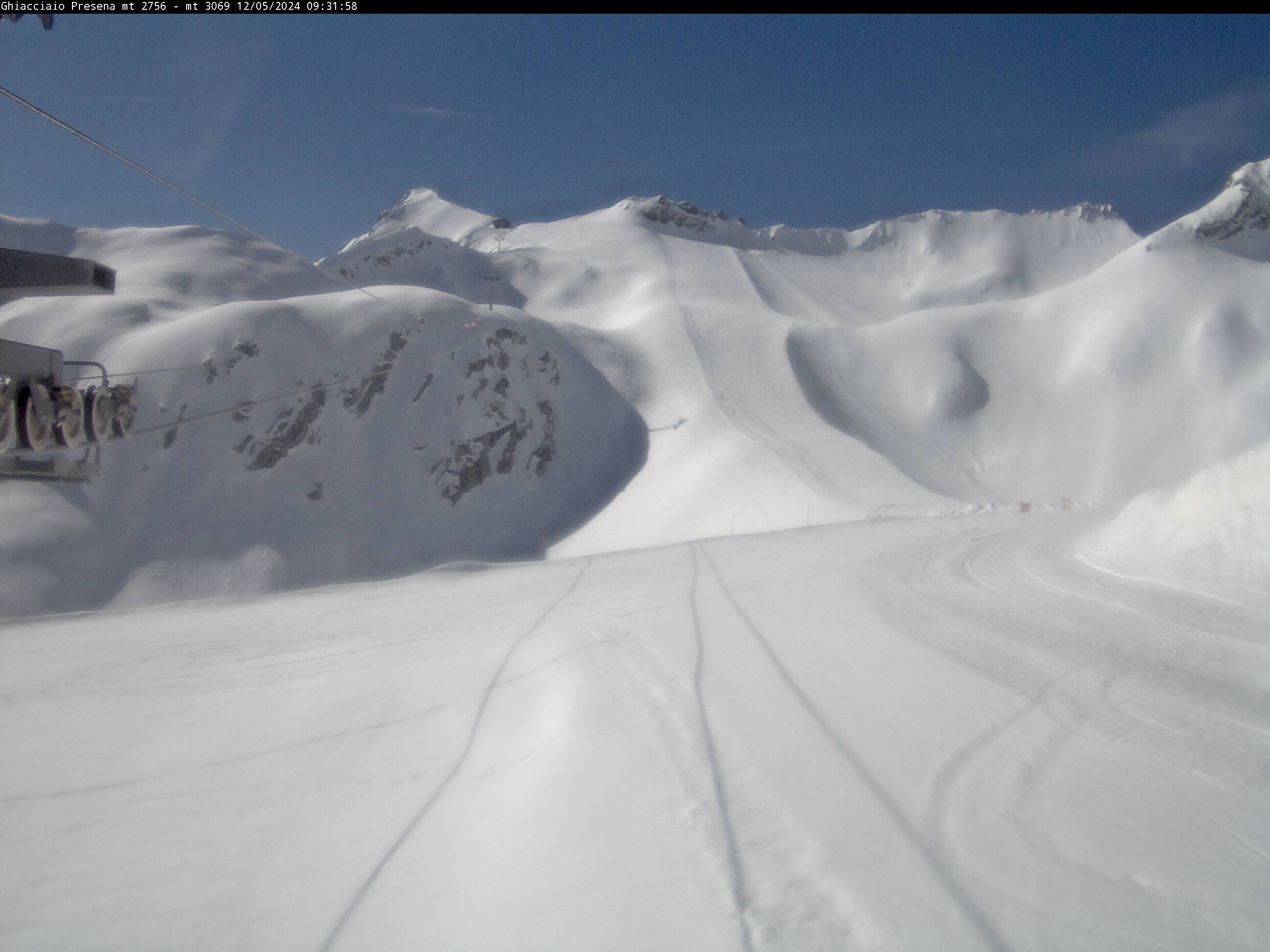 Webcam Adamello Ski: veduta su ghiacciai da Cima Presena